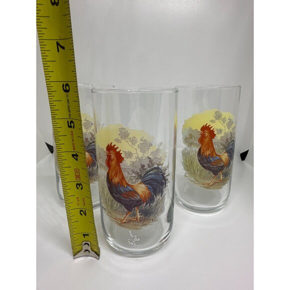 VTG Set of 3 Rooster Drinking Glasses | Farmhouse Kitchen Tumblers Country Decor - Picture 4 of 4